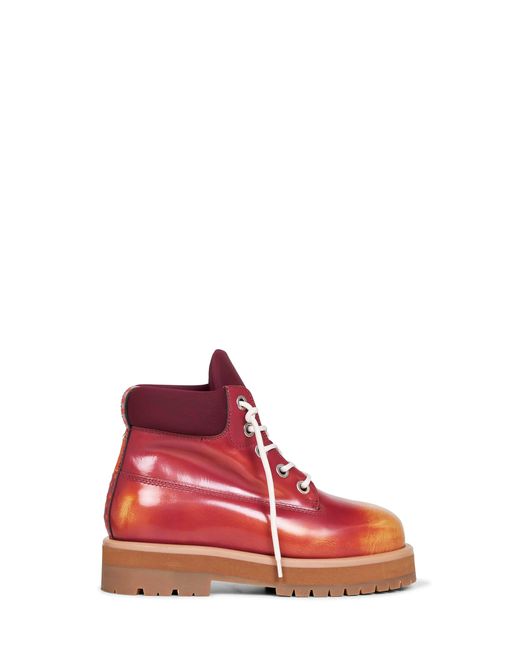 PDF Red Burgundy Gradient-Effect Leather Strada Ankle Boots for men