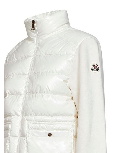 Moncler White Fleece And Padded Nylon Zip-Up Sweatshirt