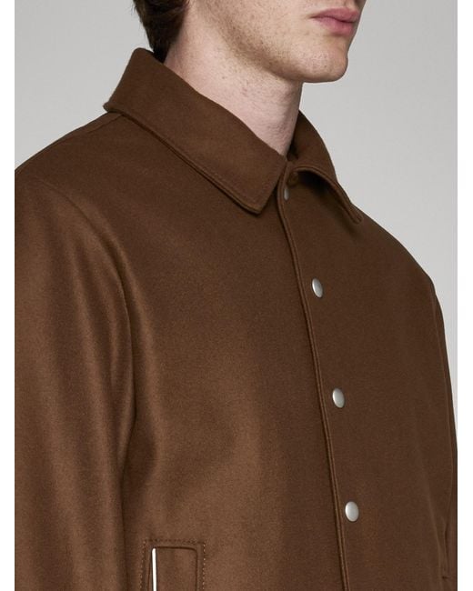 Low Brand Brown Wool And Cashmere Bomber Jacket for men