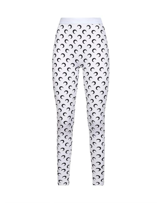 MARINE SERRE White Optical Moon Print Recycled Jersey Leggings