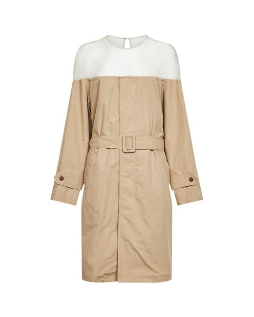 MM6 by Maison Margiela Natural Pinky Cotton-Nylon Midi Trench Dress