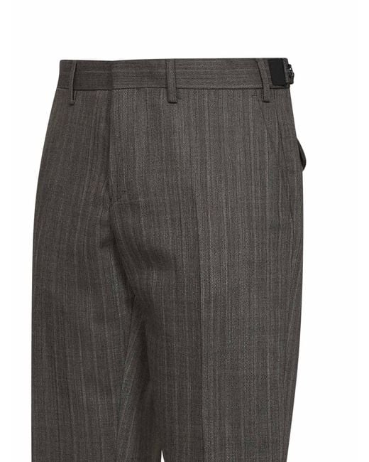Dries Van Noten Gray Cement Chevron Wool Philip Tailored Trousers for men
