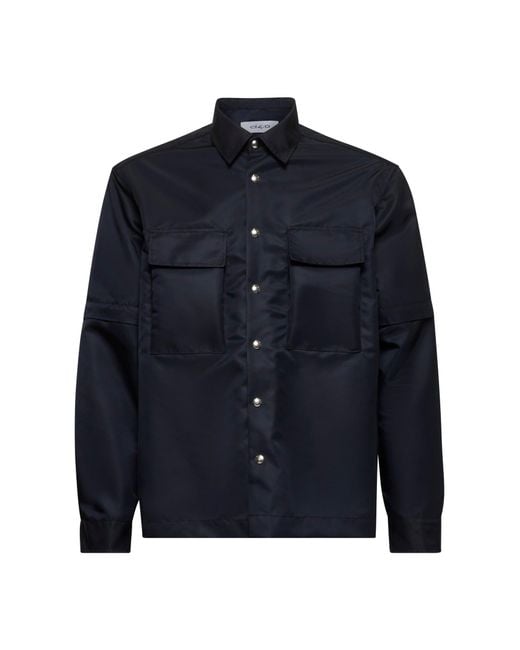 D 40 Blue Nylon Shirt Jacket for men