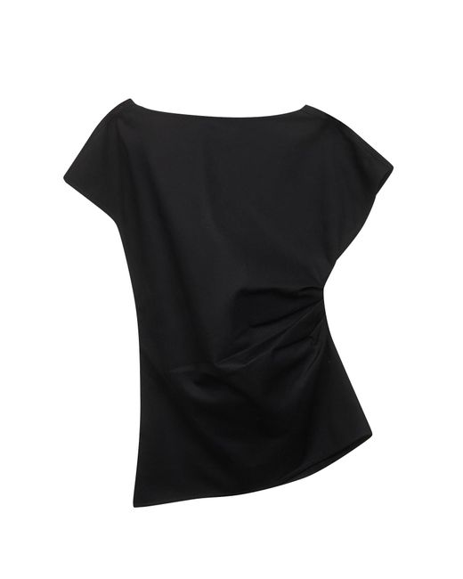 J.W. Anderson Black Cotton Twill Asymmetric Top With Lace Insert
