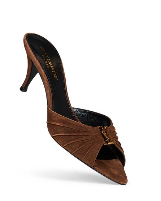 Saint Laurent Multicolor Dark Havana Suede Babylone Mules