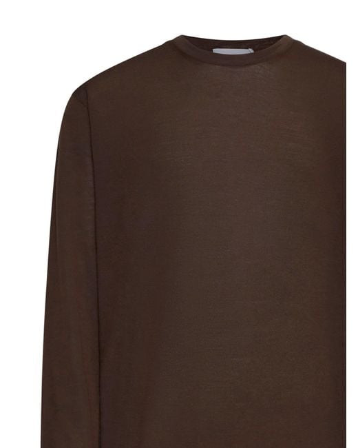 D 40 Brown Virgin Wool Crewneck Sweater for men