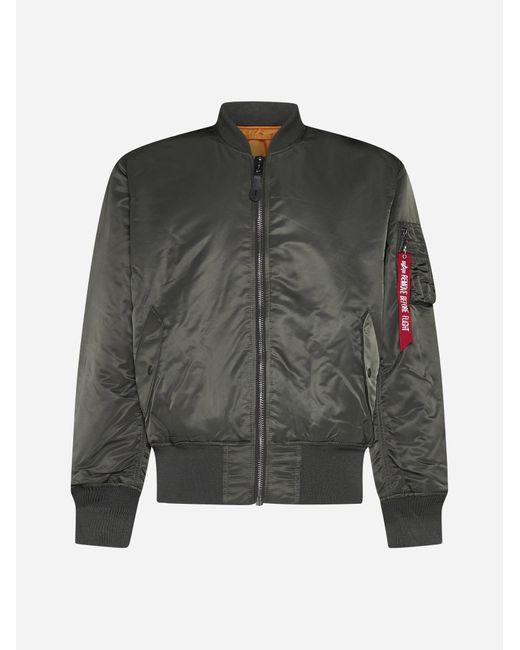 Alpha Industries Gray Ma-1 Nylon Bomber Jacket for men