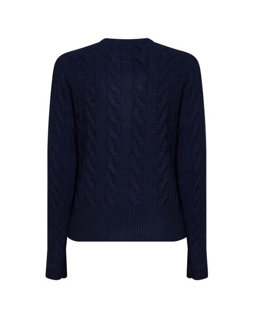 Polo Ralph Lauren Blue Hunter Wool And Cashmere Cable Knit Cardigan
