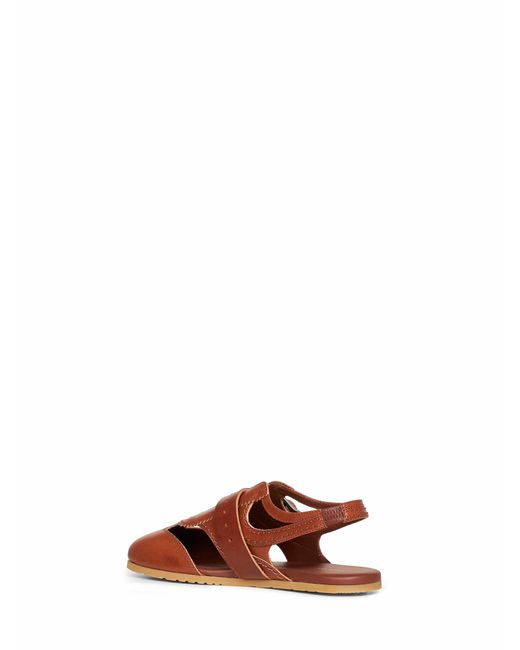 Dries Van Noten Red Burgundy Calf Leather Flat Spider-Like Sandals