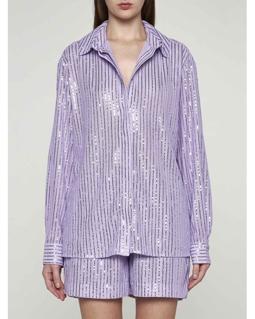Stine Goya Purple Edel Striped Sequin Shirt