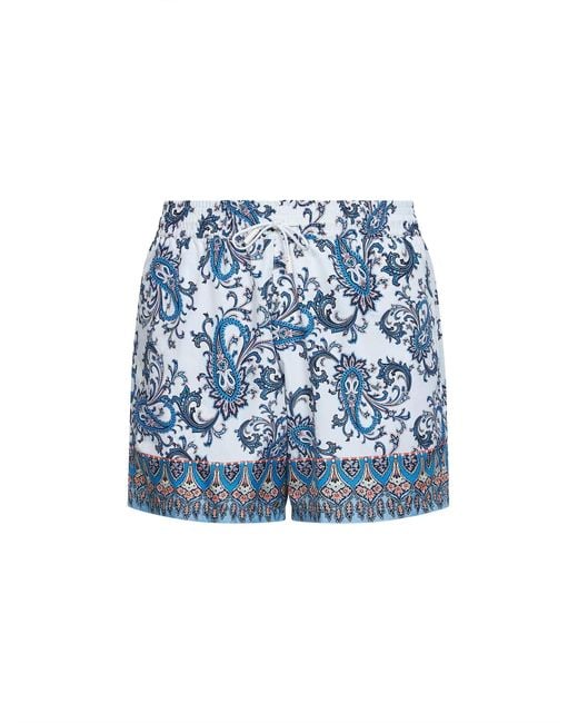 Etro Blue Powder Paisley Ramage-Printed Swim Shorts for men