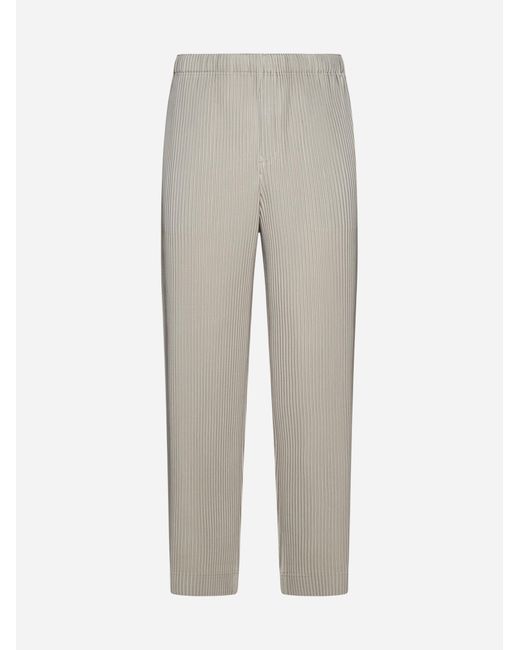 Homme Plissé Issey Miyake Gray Pleated Fabric Trousers for men