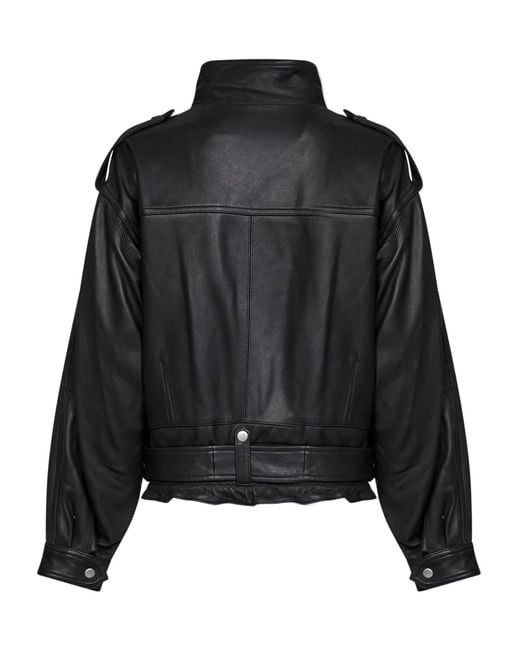 Isabel Marant Black Lambskin Farza Biker Jacket