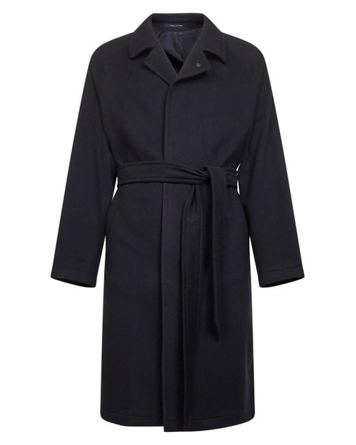 Tagliatore Blue Wool And Cashmere Salomons Wrap Coat for men