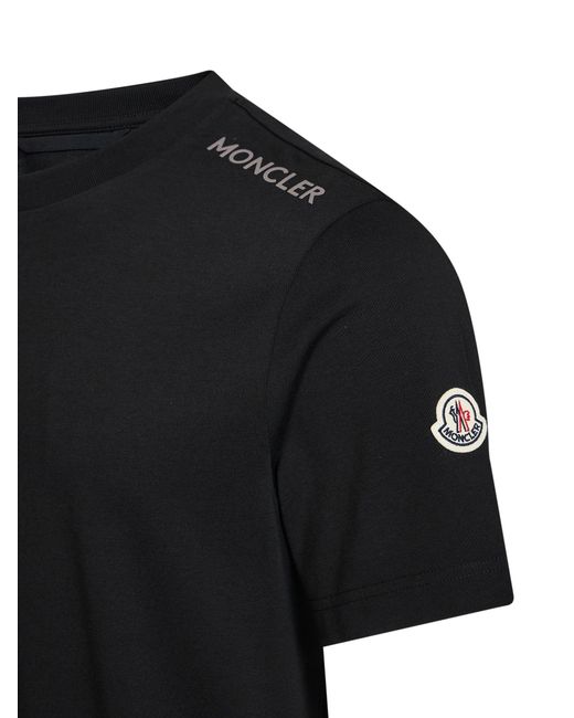 Moncler Black Cotton Jersey Crewneck T-Shirt With Logo for men