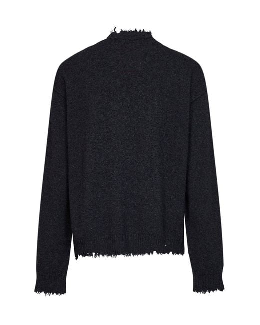 Uma Wang Blue Dark Cashmere Knit Crewneck Sweater<Br for men