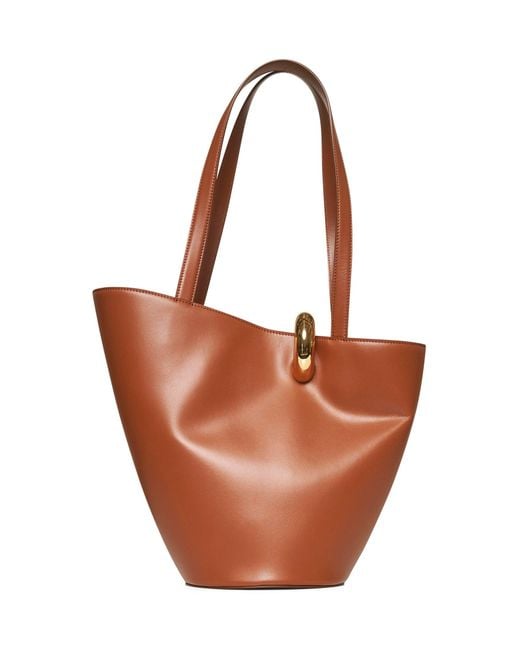 Jacquemus White Shopper 'Le Bambola Moyen' With Asymmetric Design And Logo On The Front