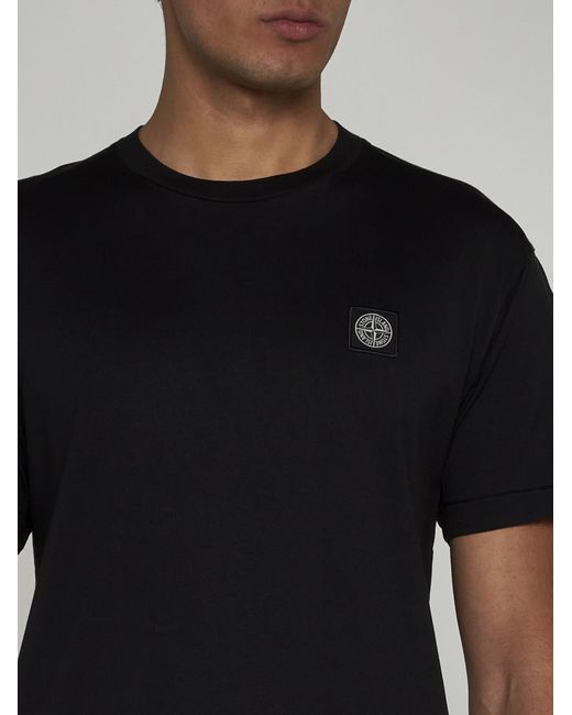 Stone Island Black Logo-patch Cotton T-shirt for men