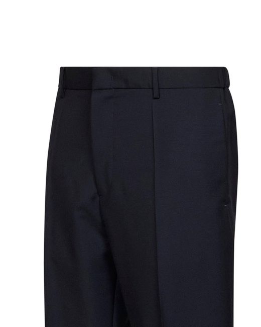 Jil Sander Blue Dark Wool And Mohair Tapered Trousers for men