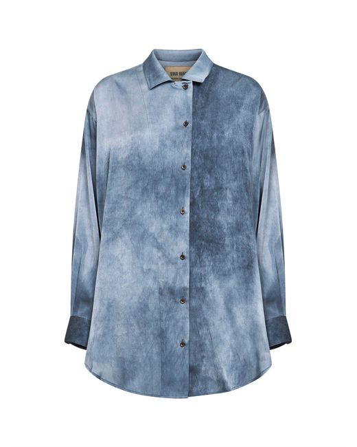 Uma Wang Blue Steel Gradient-Effect Stretch Silk Teays Shirt