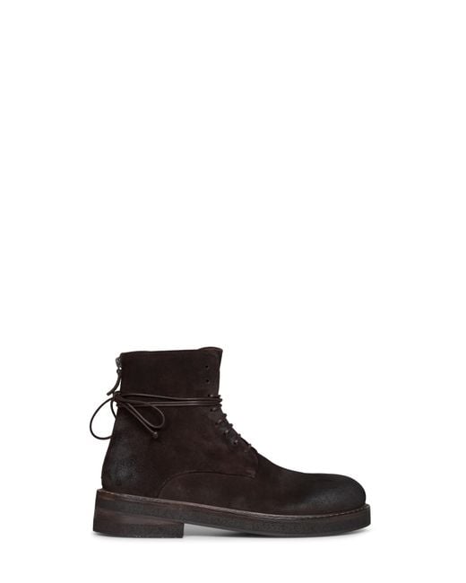 Marsèll White Dark Suede Parrucca Lace-Up Combat Boots for men
