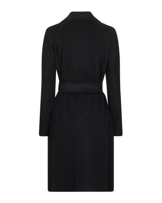 Max Mara Black Broadcloth Dravenna Robe Coat