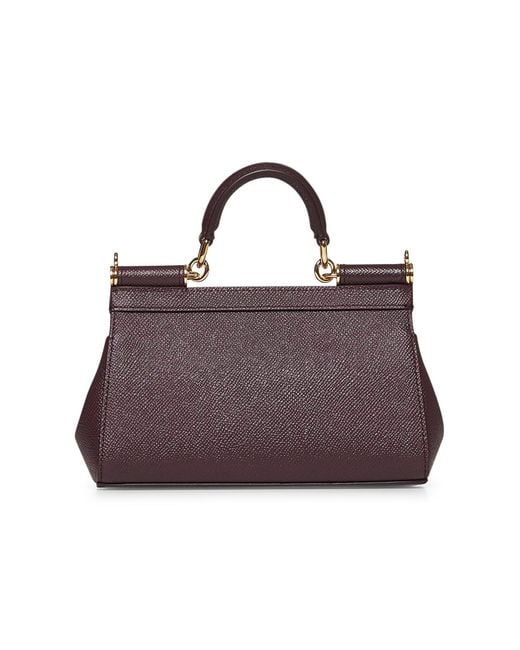 Dolce & Gabbana Brown Burgundy Small Sicily Handbag