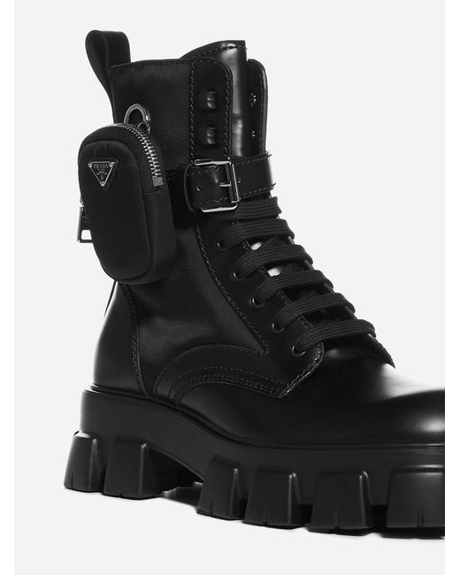 Prada Synthetic Monolith Recycled-nylon Combat Boots in Black for Men ...