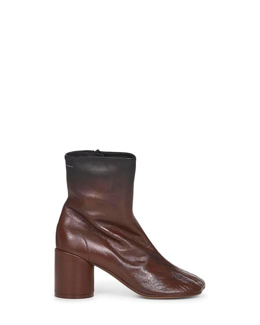 MM6 by Maison Margiela Brown Gradien-Effect Leather Anatomic Ankle Boots