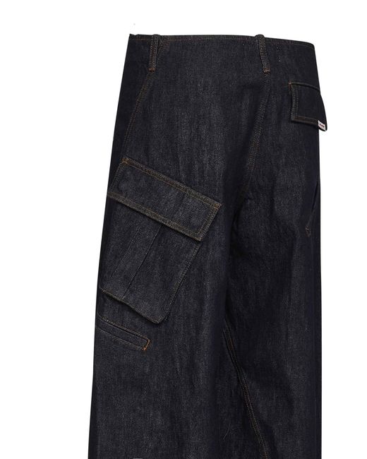 Self-Portrait Blue Denim Cargo Jeans