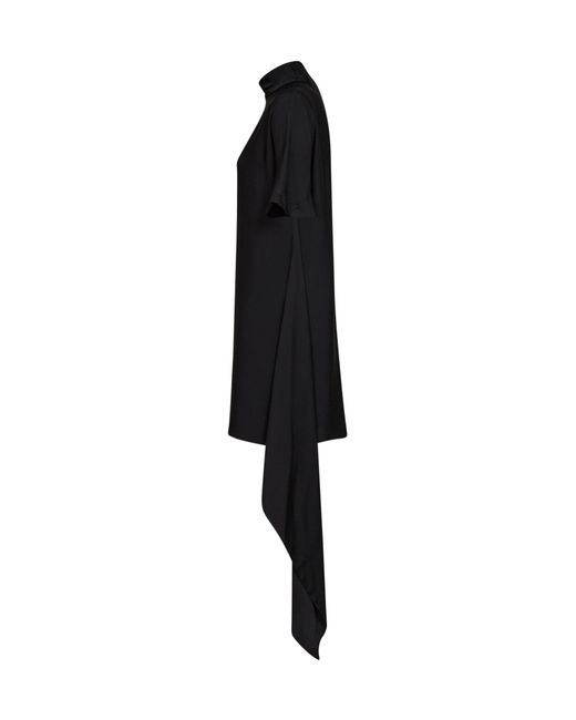 Alaïa Black Viscose Asymmetric T-Shirt Mini Dress