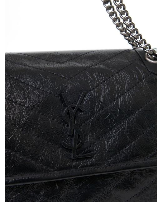 Saint Laurent Black Niki Vintage Leather Medium Bag