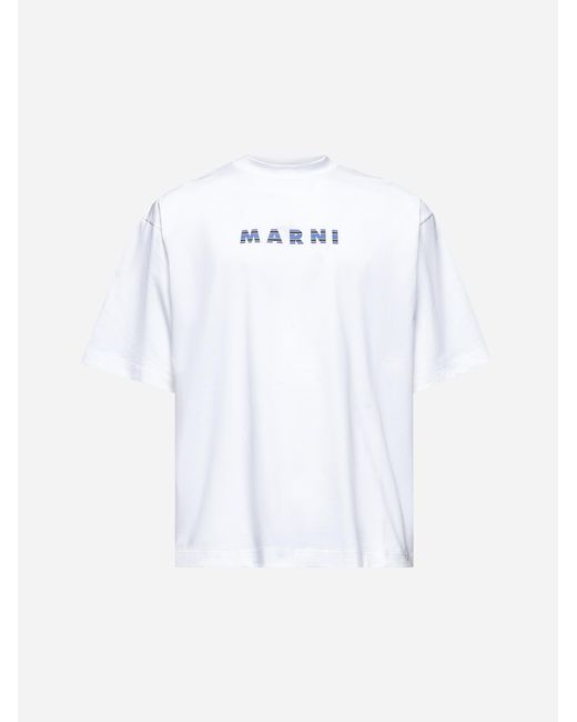 Marni White Jersey Logo T-shirt for men