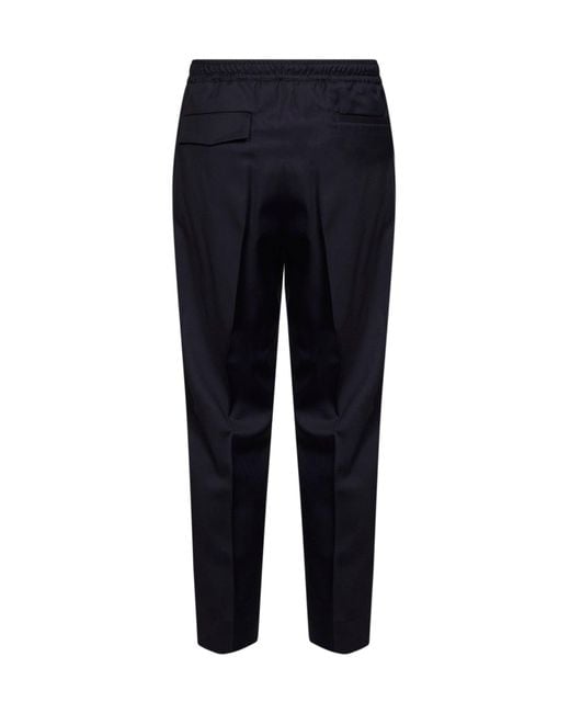 D 40 Blue Dark Virgin Wool Tokio Tapered Trousers for men