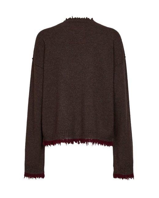 Uma Wang Brown Cashmere Sweater With Contrasting Trims
