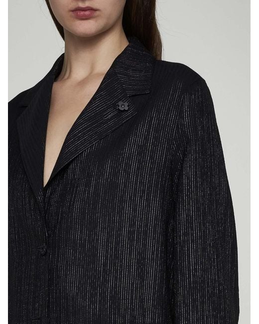 Lardini Black Lame' Wool Suit