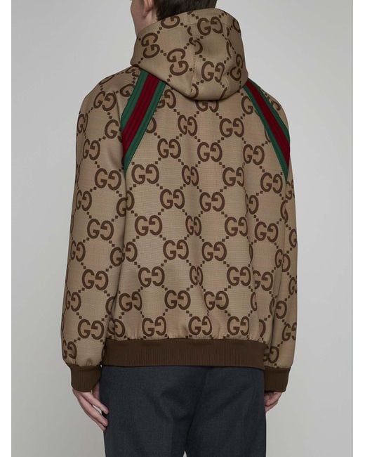 Gucci Brown Jumbo GG Zip Jacket With Web for men