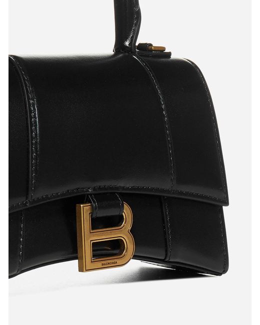 Balenciaga Black Hourglass Xs Leather Bag