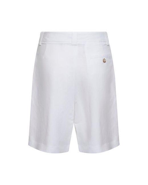 Blanca Vita White Viscose And Linen Belsik Bermuda Shorts