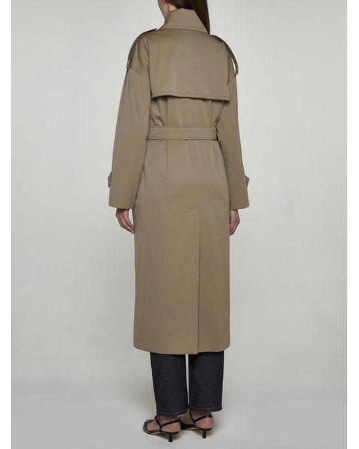 Max Mara Natural Salpa Wool-blend Double-breasted Trench Coat