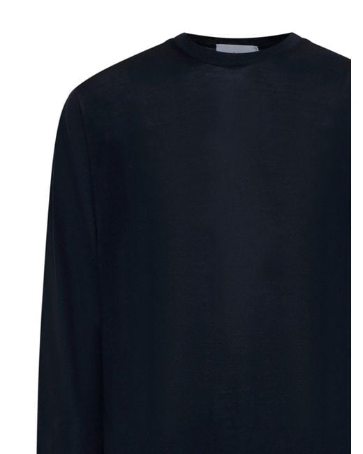 D 40 Blue Virgin Wool Crewneck Sweater for men