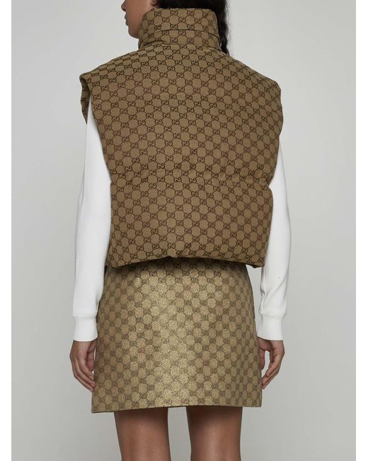 Gucci Green GG Padded Fabric Down Vest