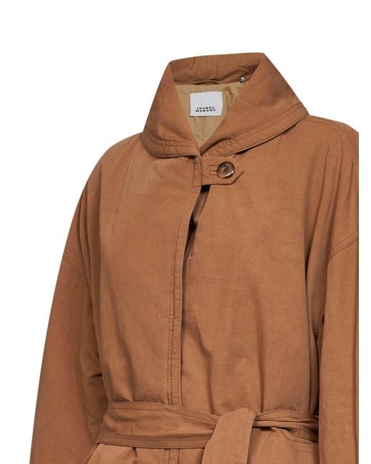 Isabel Marant Brown Camel Textured Gabardine Volinda Belted Coat