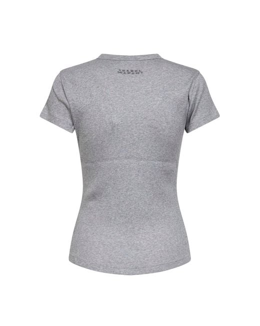 Isabel Marant Gray Ribbed Cotton Taomi T-Shirt