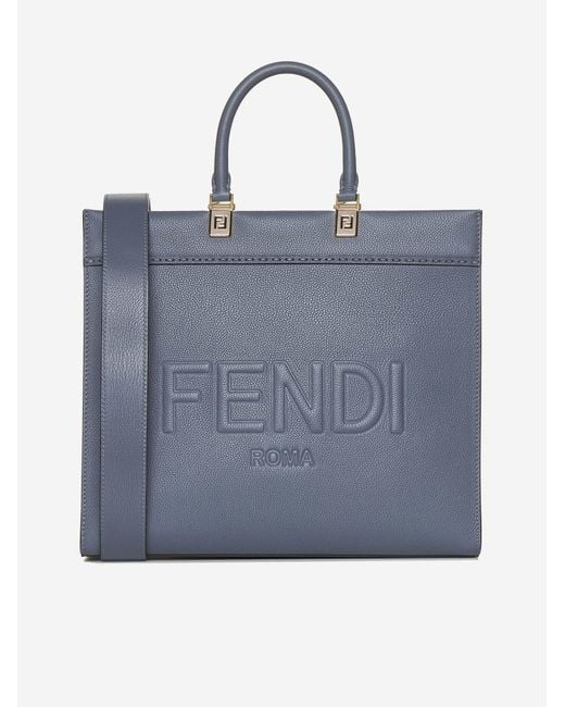 Fendi Blue Sunshine Leather Medium Tote Bag