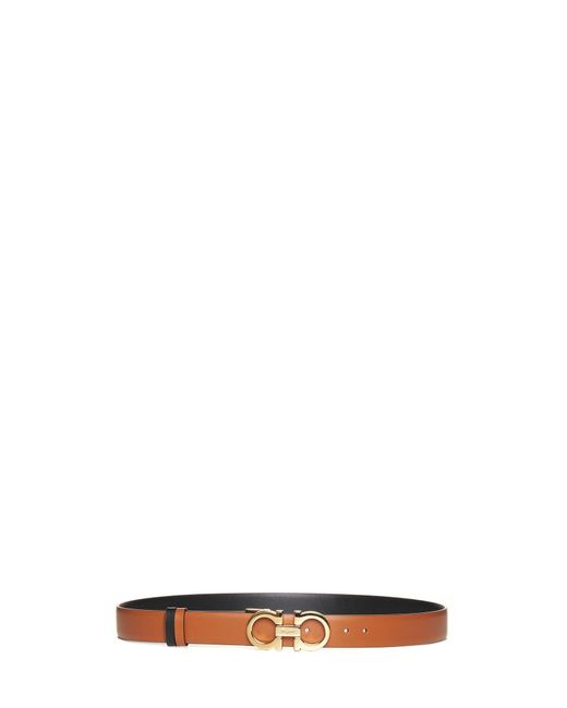 Ferragamo White Reversible Leather Gancini Belt