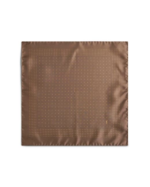 Saint Laurent Brown Polka Dot Silk Twill Pocket Square for men