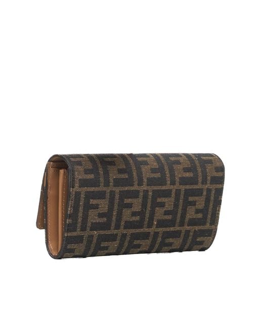 Fendi Gray Continental With Chain