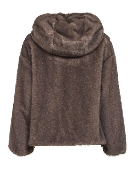 Herno Brown Dark Taupe Melange Alternative Mink Fur Bomber Jacket