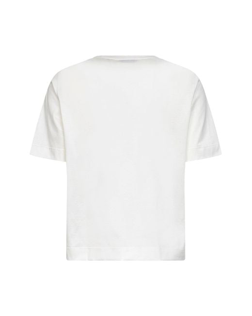 Blanca Vita White Lisle Cotton V-Neck T-Shirt